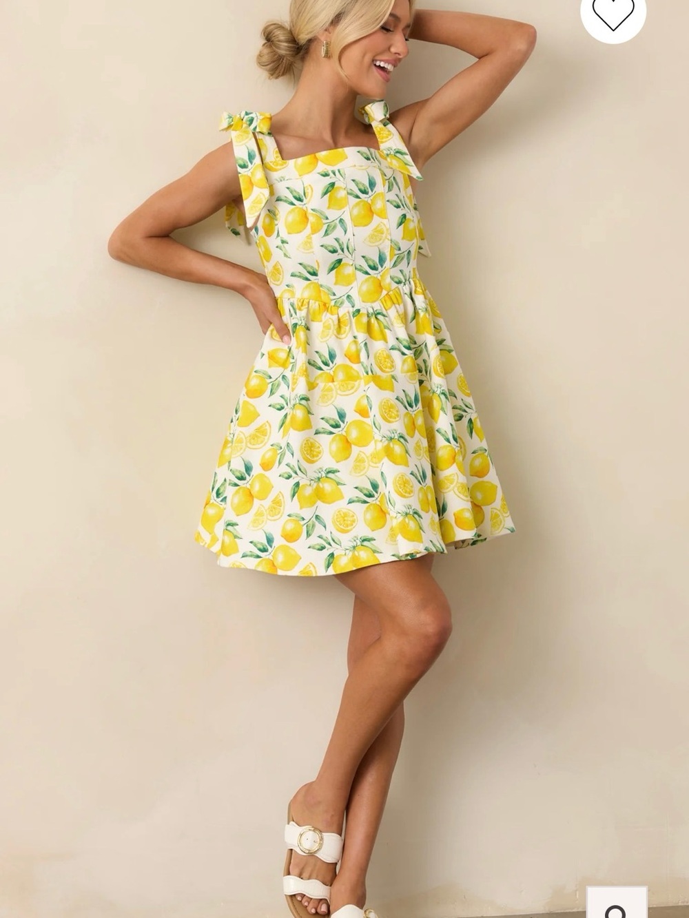 Lemon Print Mini Dress in Yellow & White